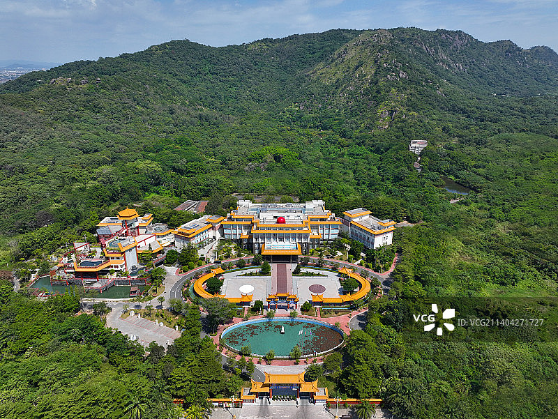 广东省潮州市东山湖温泉度假村航拍图片素材