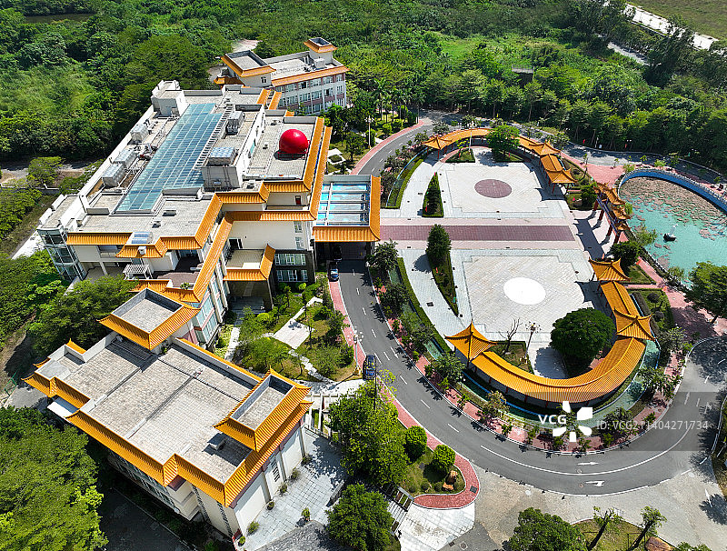 广东省潮州市东山湖温泉度假村航拍图片素材