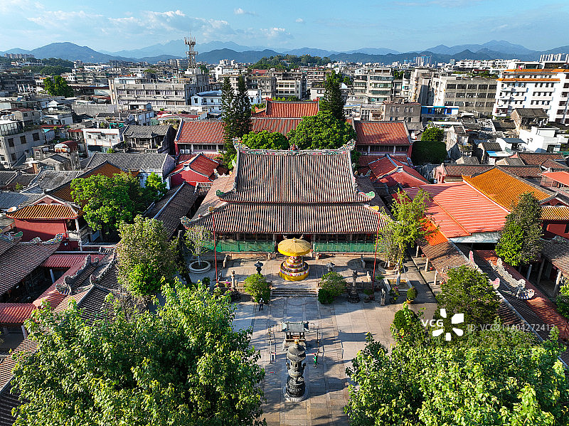 广东省潮州市湘桥区潮州古城开元寺航拍图片素材
