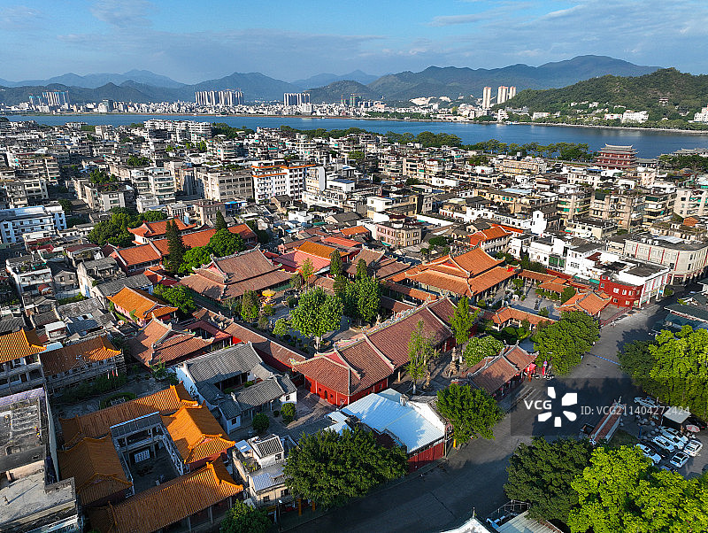 广东省潮州市湘桥区潮州古城开元寺航拍图片素材