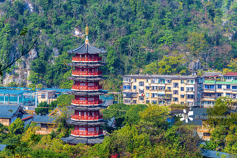 中国广西桂林木龙湖木龙塔图片素材