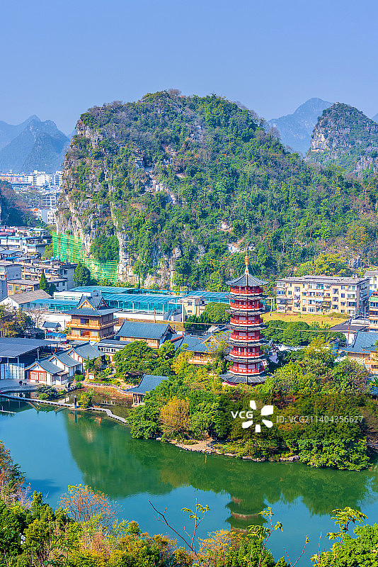 中国广西桂林木龙湖木龙塔图片素材