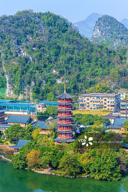 中国广西桂林木龙湖木龙塔图片素材