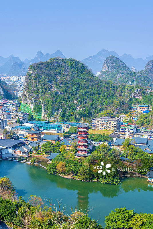 中国广西桂林木龙湖木龙塔图片素材
