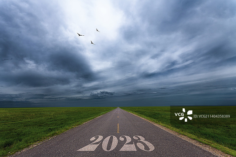 2023创意数字（草原公路）图片素材