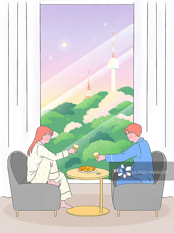 旅行情侣度假酒店之夜图片素材