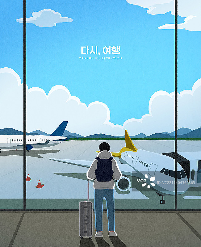 旅行目的地度假：机场飞机背面旅行箱图片素材