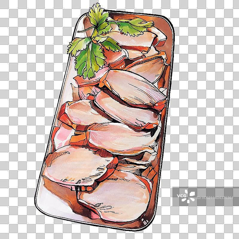 粤式广州港式卤味 鹅品  美食手绘插画图片素材