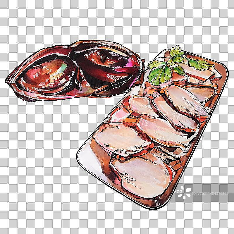 粤式广州港式卤味 鹅品  美食手绘插画图片素材