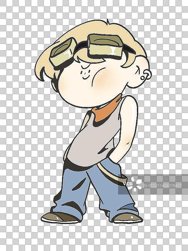 可爱卡通耍酷男孩插画元素图片素材