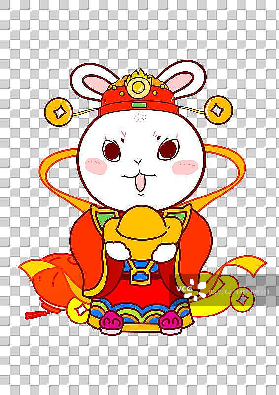 2023过年春节生肖兔子元素兔年吉祥财神图片素材