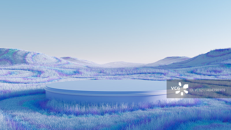 三维渲染的抽象草原湖泊地形图片素材