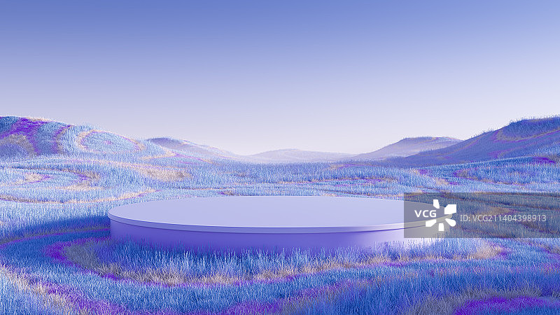三维渲染的抽象草原湖泊地形图片素材