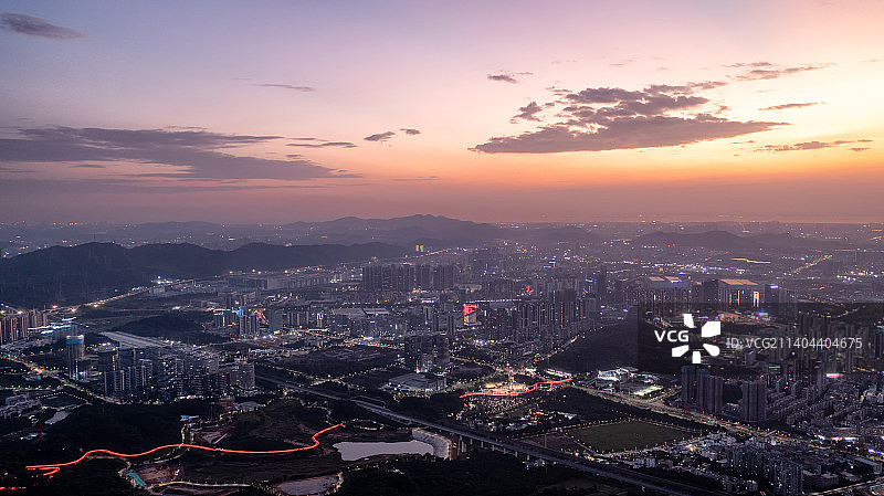 深圳市光明区夜景天际线航拍图片素材