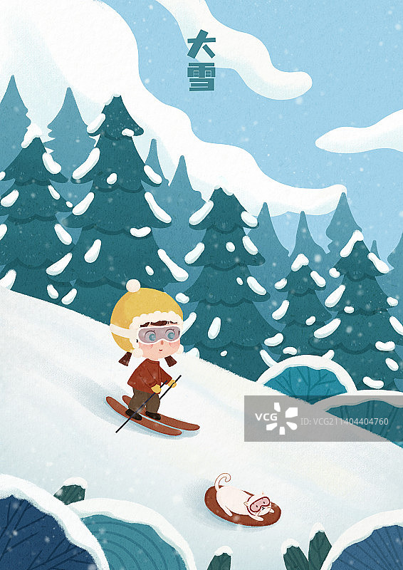 大雪节气插画图片素材