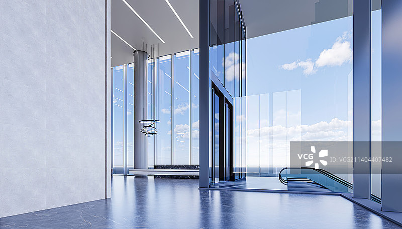 现代建筑 写字楼办公大堂大门入口扶梯图片素材
