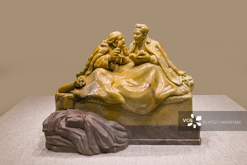 中国工艺美术馆-石雕-青田石-焦裕禄-20世纪70年代图片素材