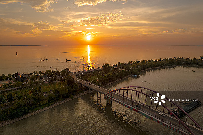 高邮湖日落图片素材