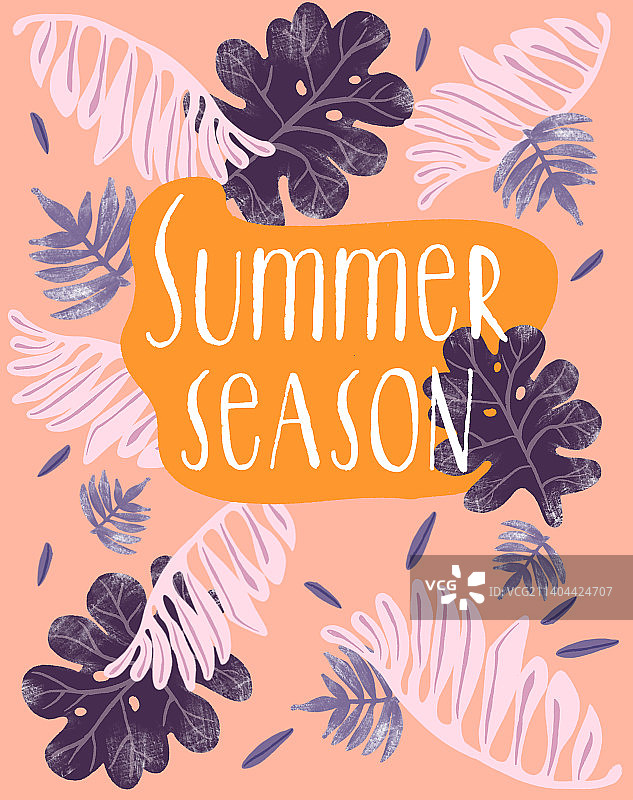 手绘四季元素背景-夏图片素材