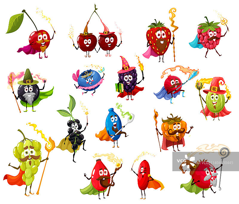 趣味巫师魔法师和女巫浆果水果图片素材