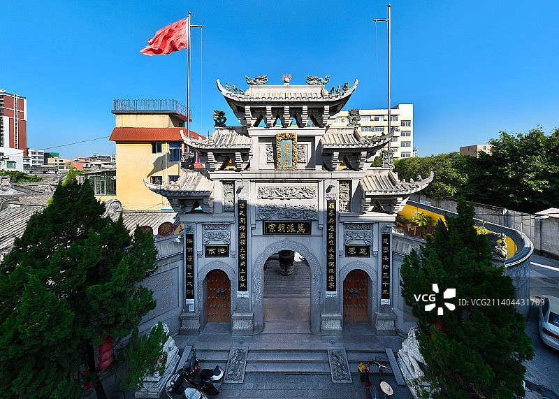 广东省汕头市龙湖区证果寺腾辉塔航拍图片素材