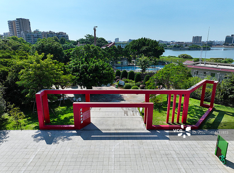 广东省汕头市澄海区红头船公园航拍图片素材