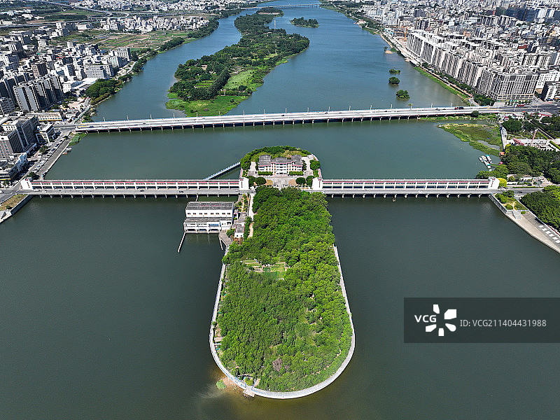 广东省汕头市澄海区红头船公园航拍图片素材