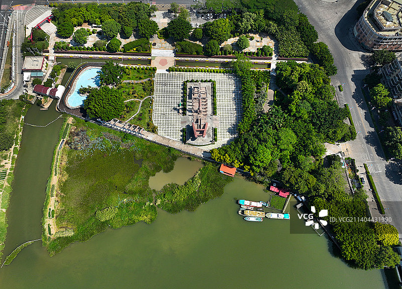 广东省汕头市澄海区红头船公园航拍图片素材