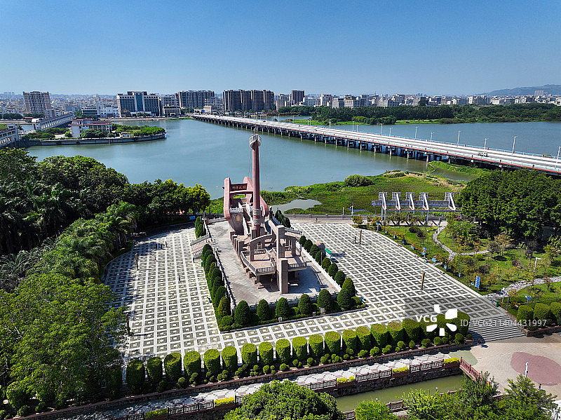 广东省汕头市澄海区红头船公园航拍图片素材
