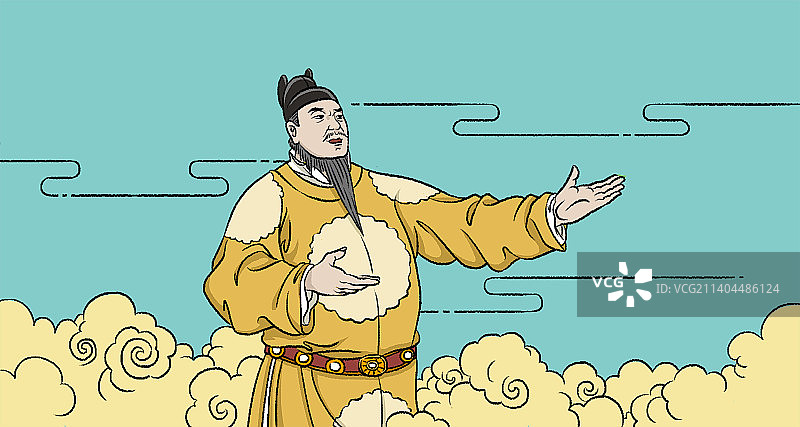 国风明朝朱元璋漫画图片素材