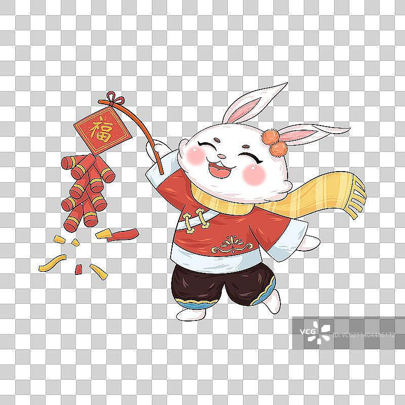 2023兔年放鞭炮元素图片素材