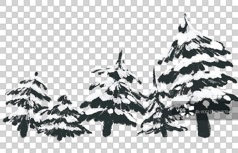 大雪节气插画元素松柏树图片素材