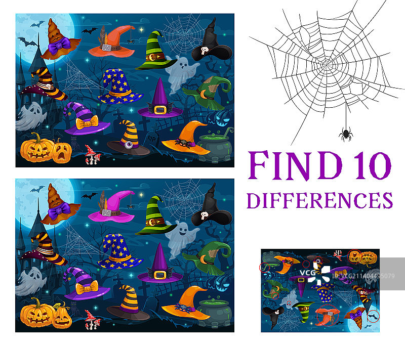 万圣节巫婆帽：寻找十处不同游戏图片素材