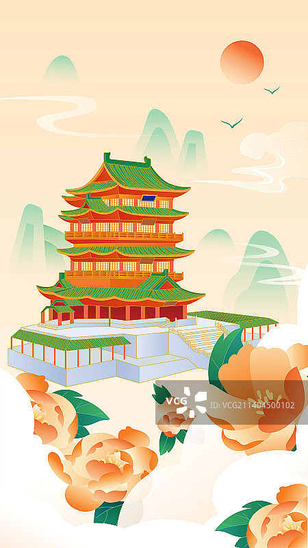 江西南昌滕王阁插画图片素材