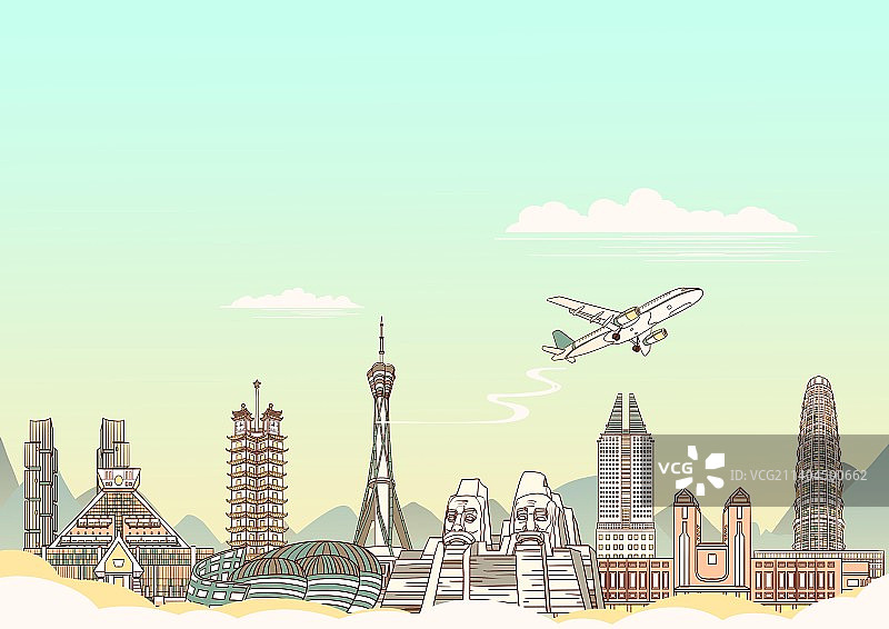 郑州城市地标建筑背景插画图片素材
