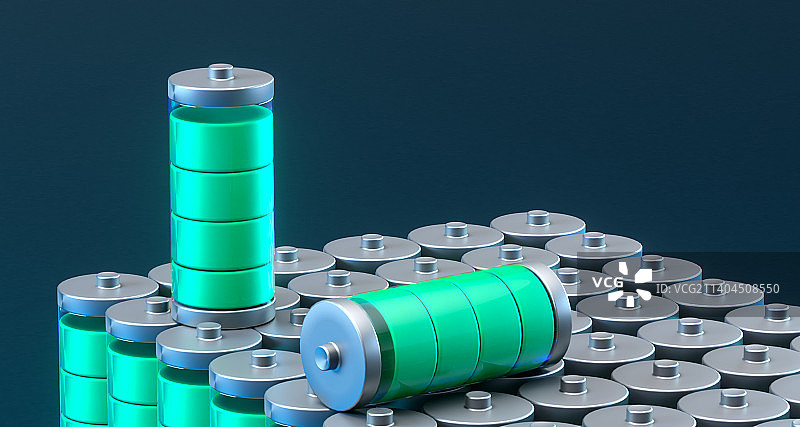 3d渲染新能源电池摆放图片素材