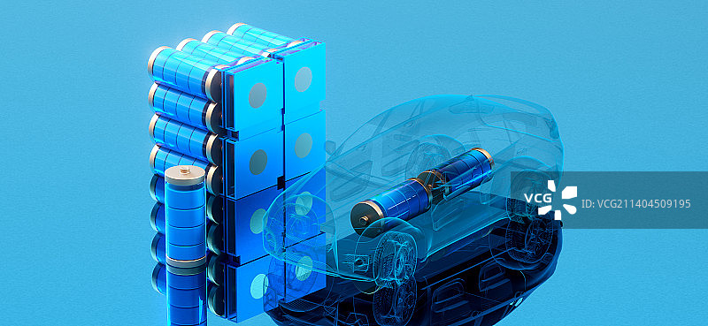 3D渲染新能源汽车充电供电概念图片素材