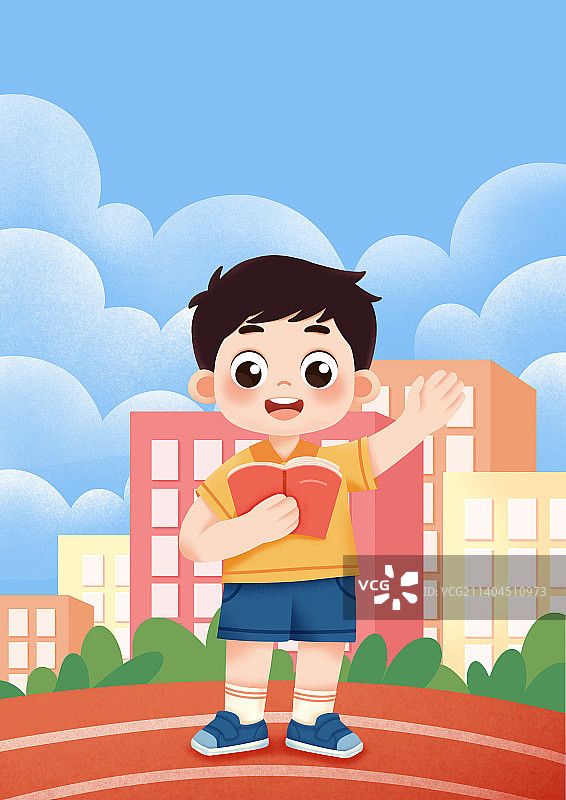 可爱的男孩在学校图片素材