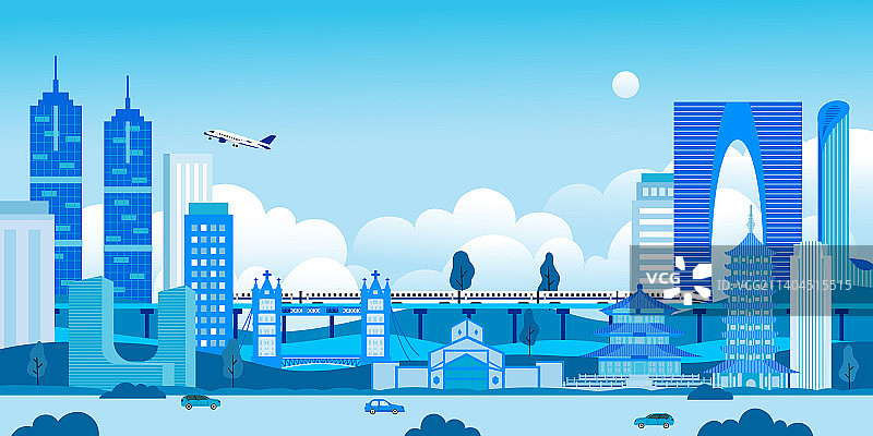 苏州城市交通商务矢量插画图片素材