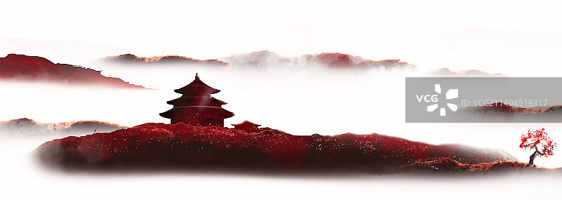 神秘远方有这么一个神仙地方插画图片素材