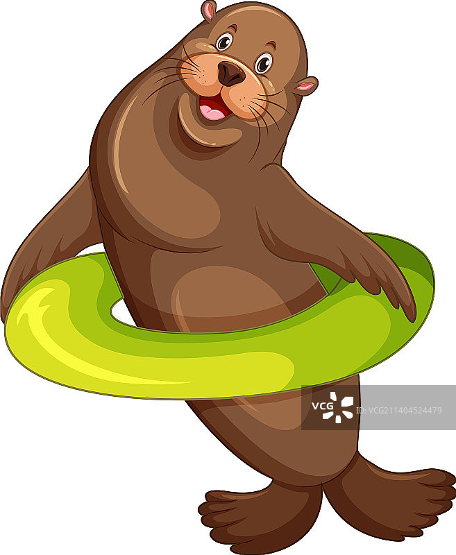 戴着充气泳圈的海狮图片素材