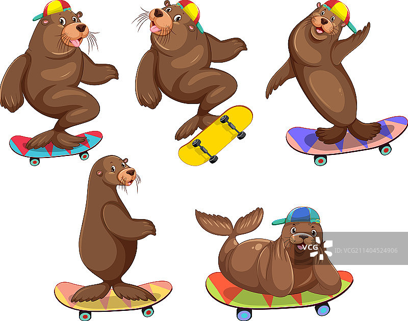 各种卡通海狮角色合集图片素材