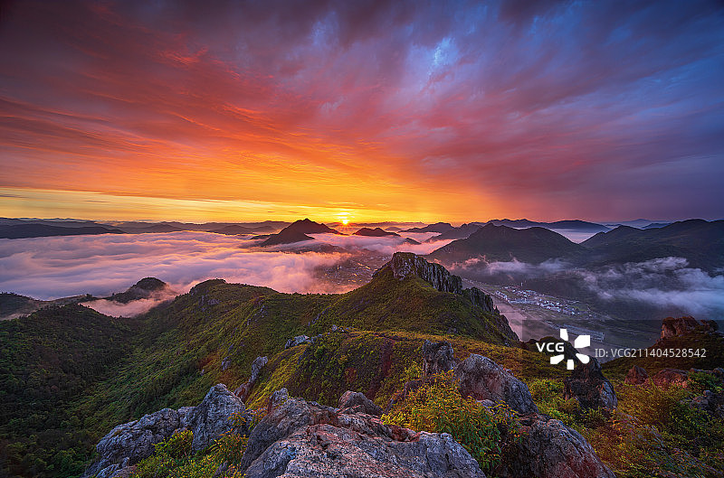碧海天城日出图片素材