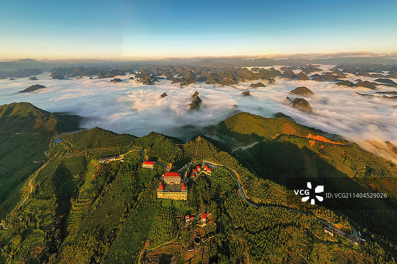 茶山日出图片素材