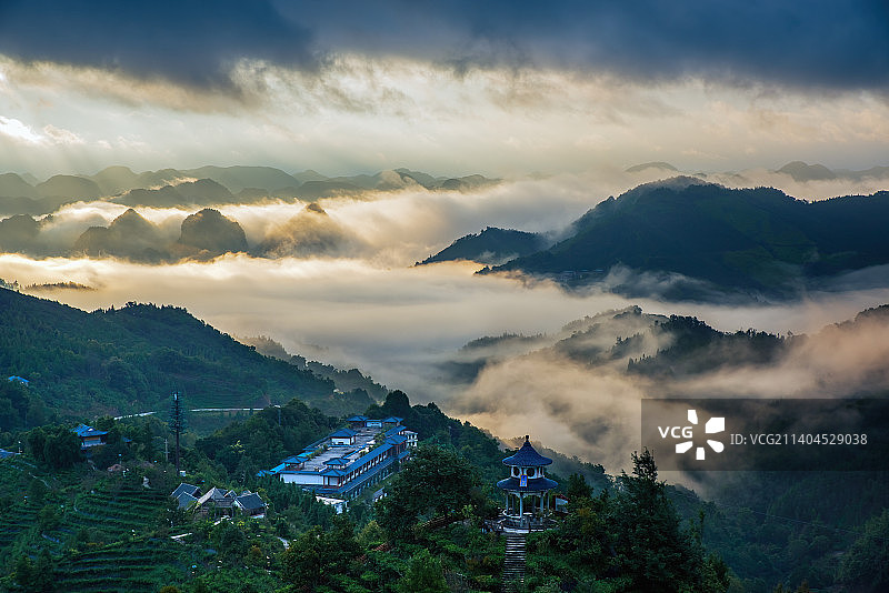 茶山日出图片素材