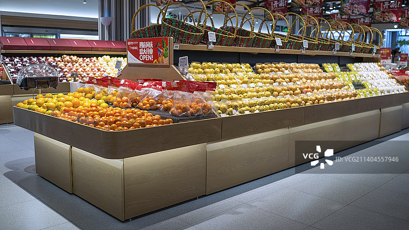 超市内景水果区图片素材