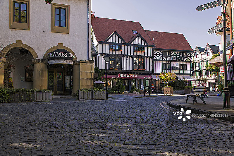 英式风情小镇商业街步行街图片素材