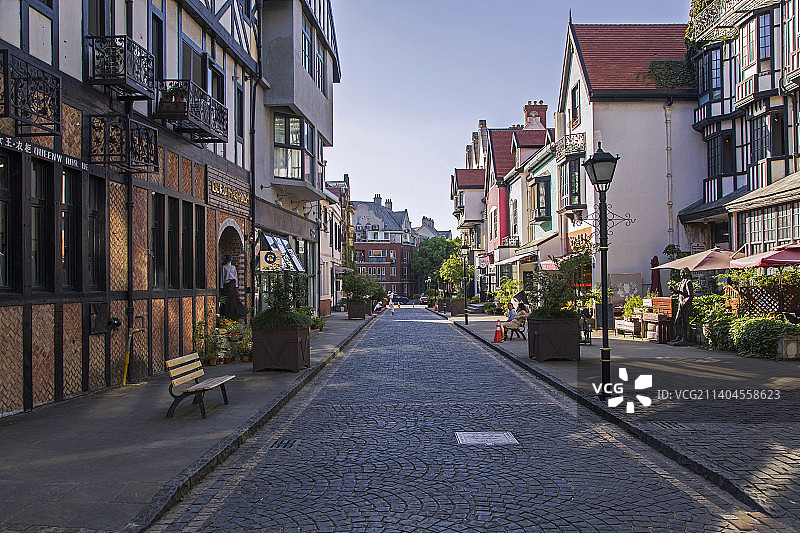 英式风情小镇商业街步行街图片素材