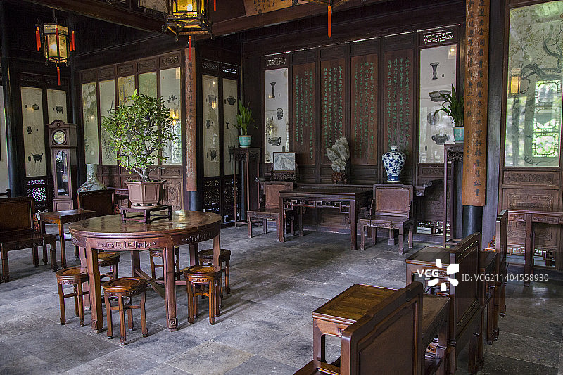 中式传统房子内景客厅图片素材