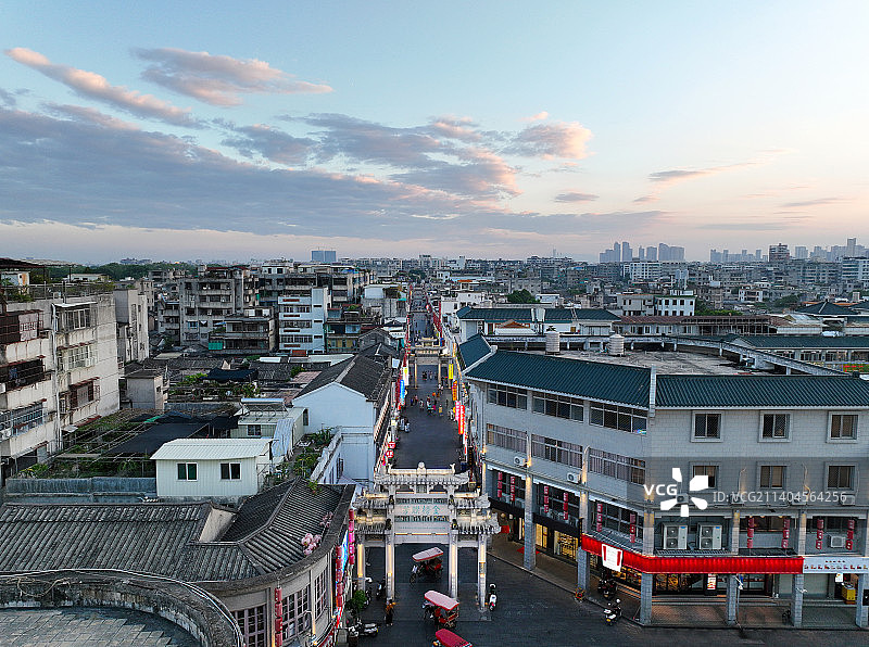 广东省潮州市湘桥区潮州古城牌坊街航拍图片素材